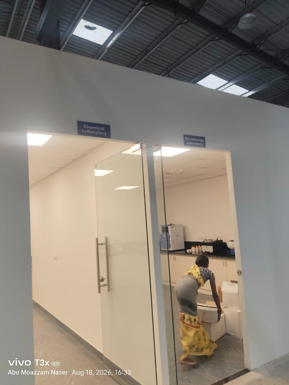 Chemical laboratory and microbiology laboratory entrances at the Ranchi plant