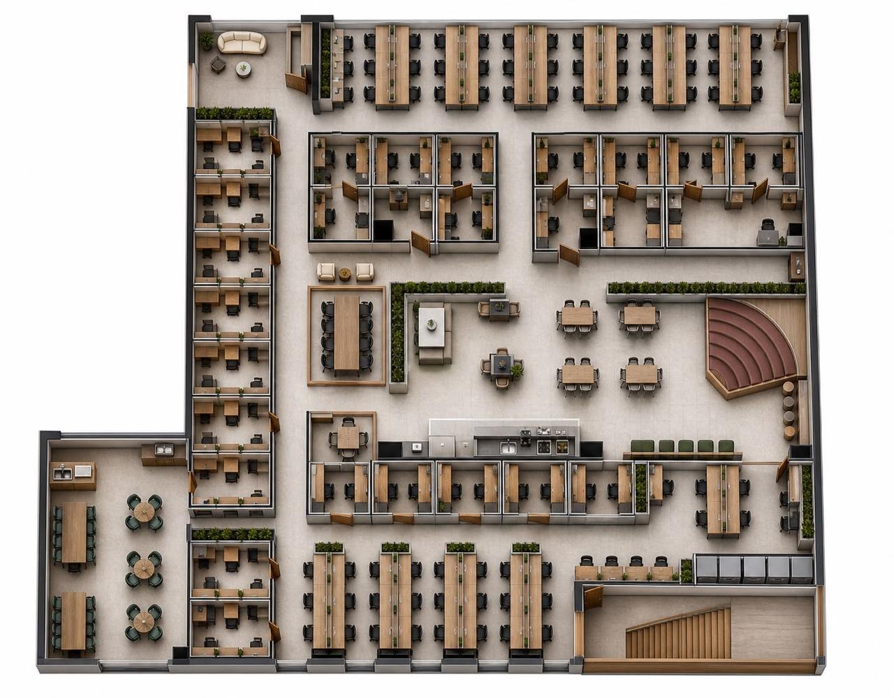 3D space plan for the Saarthee Technology office